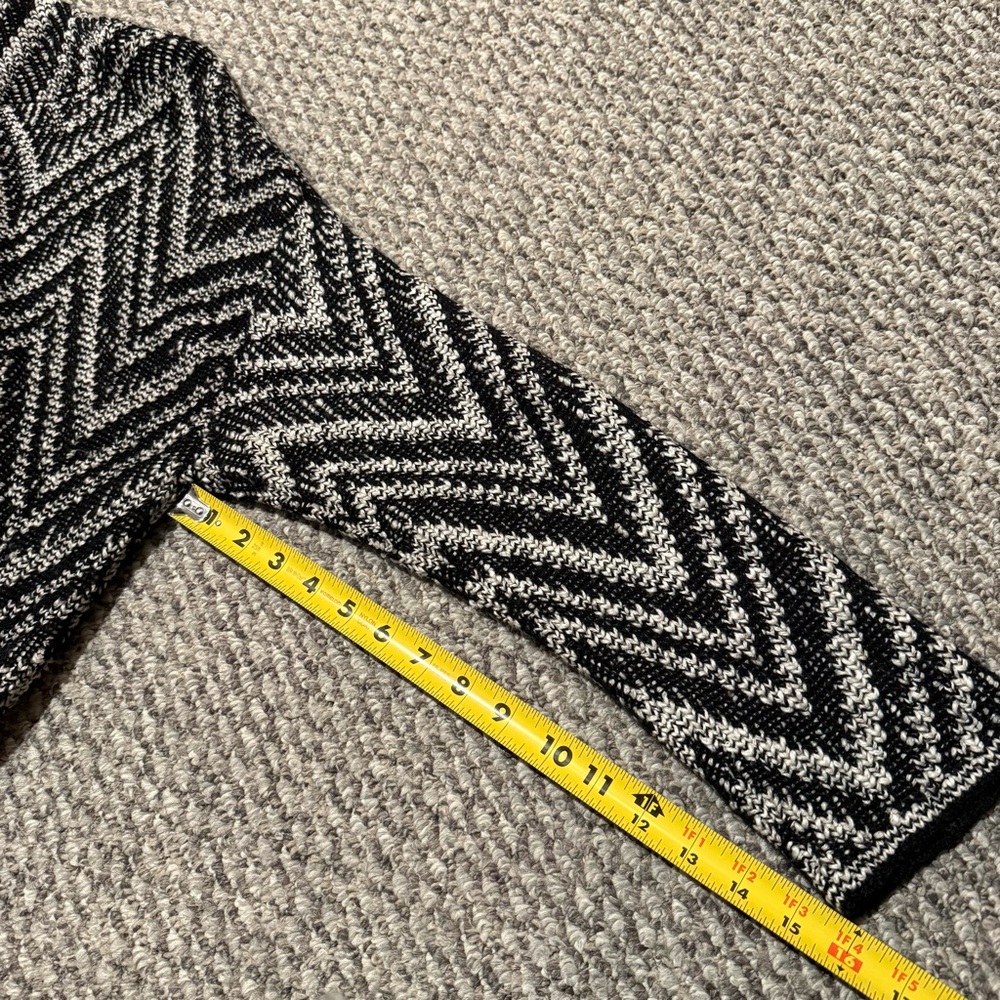 Eileen Fisher Black and Cream Chevron Turtleneck Sweater - Picture 6 of 9